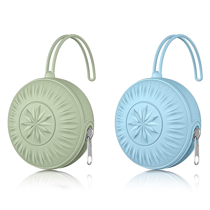 senbowe 2 Pack Silicone Pacifier Holder Case, Newborn Baby Portable Silicone Pacifier Case Cover Pouch for Diaper Bag