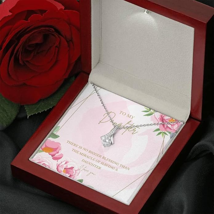 To My Daughter Gift Necklace From Dad or Mom - Badass Daughter Jewelry With Heartfelt Message & Elegant Box