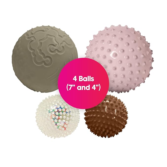 Edushape The Original Sensory Balls for Baby, Boho Chic Mega Pack - Assorted Balls That Help Enhance Gross Motor Skills for Kids Aged 6 Months & Up - Set of 4 Vibrant Unique Toddler Ball for Baby