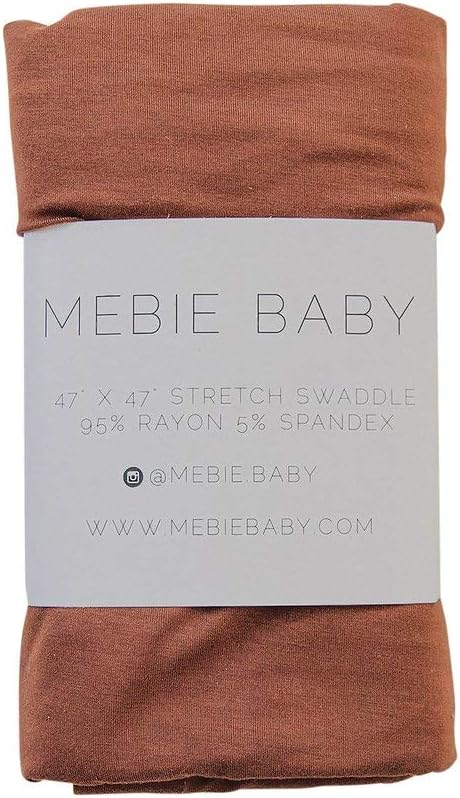 Mebie Baby Rust Stretch Swaddle, Modern and Neutral Swaddle Blanket for Baby Girl or Boy, Soft Baby Blankets, Newborn Swaddle Blanket, 0-3 Month, Comfy Wrap, Baby Essentials & Gifts (47" x 47")