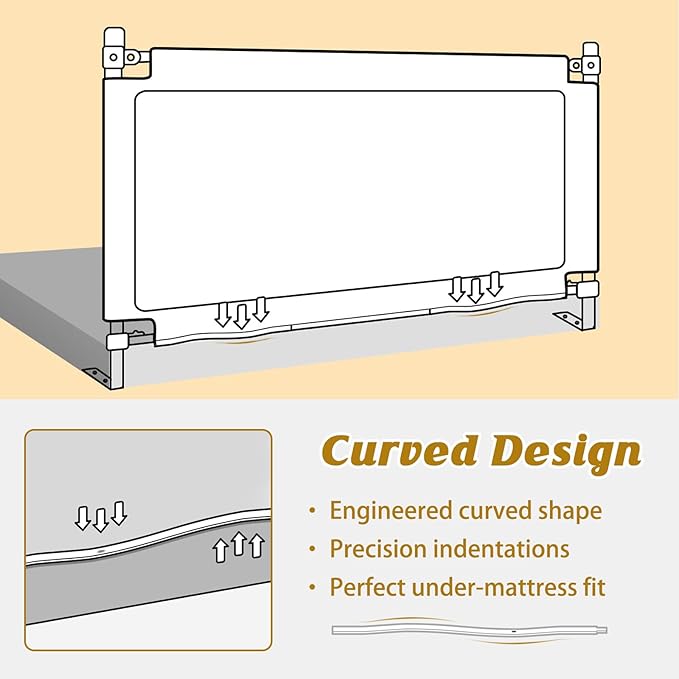 Height Adjustable Bed Rail for Toddlers, Kids Safety Baby Bed Rail for Twin/Full/King/Queen Size Bed (3 Sides, 74 * 74 * 54 Inch)