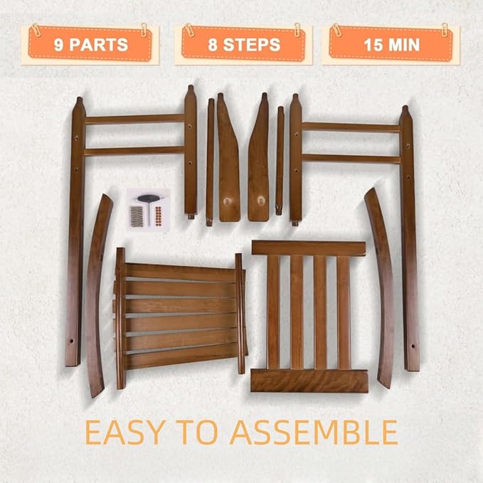 Kid Rocking Chair Child Toddler Small Baby Wooden Comfy Rocker Chairs Furniture for Nursery Bedroom Livingroom Outdoor Reading Room, Ages 6-10, Brown