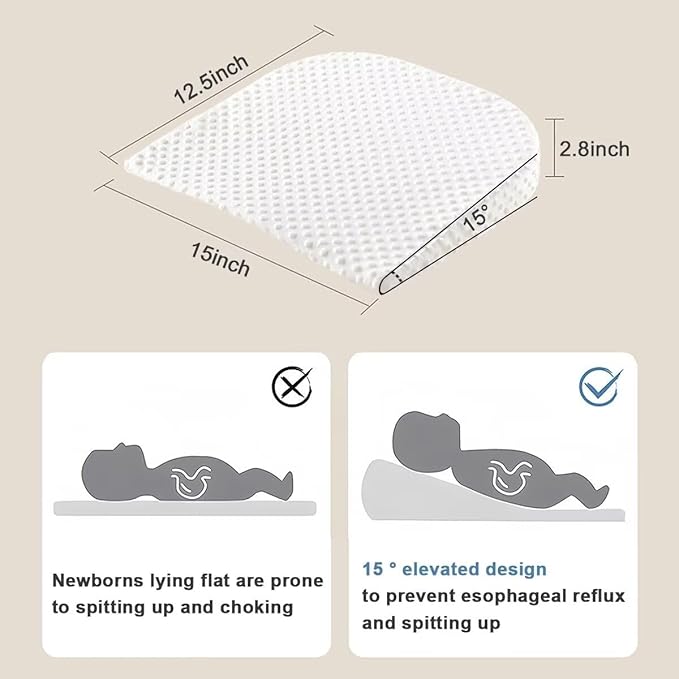 Sleeping Pillow for Newborn Breathable Wedge Prevents Spit Pillow Incline Help Reduce Side Sleeping Stress