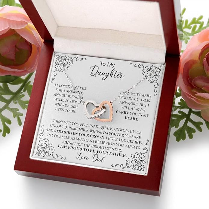 To My Daughter Gift Necklace From Dad or Mom - Badass Daughter Jewelry With Heartfelt Message & Elegant Box