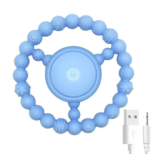 Vibrating Sensory Chew Toy for Babies & Autism Support - USB Rechargeable Baby Teething Toy with 3 Vibration Modes, Safe Silicone Chewers for Toddlers 6+ Months(Blue)
