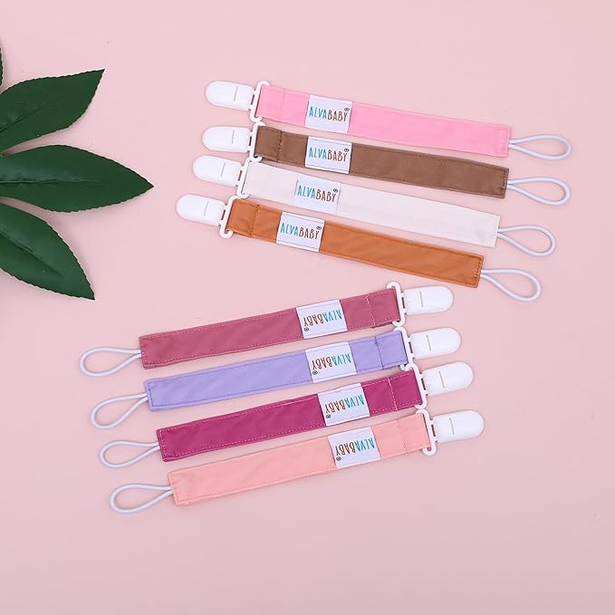 ALVABABY Baby Pacifier Clips for Girls Pacifier Universal Holder Leash Pacifier Clip Binky Holder 8 Pack 8DP05