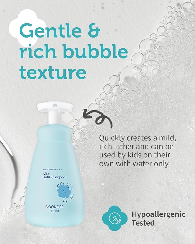 Kids' Korean Silicone-Free Low pH Fresh Shampoo & Conditioner for Sensitive Scalp - Deep Cleansing for Oily Scalps & Softening for Weak, Frizzy Hair - Allergen-Free Scent, 10.1 fl.oz & 6.76 oz