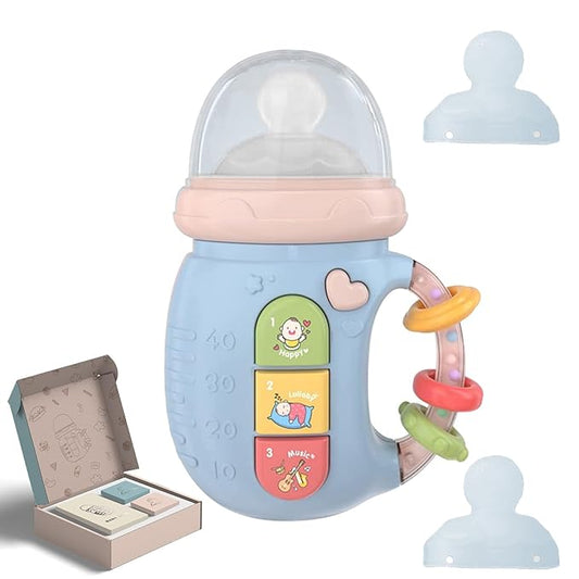Baby Musical Toys Set, Infant Musical Light Up Toys with Rhythmic Light and Sounds for Baby Boy Girl Early Educational Comfort Toys Pregnant Gift (Blue)