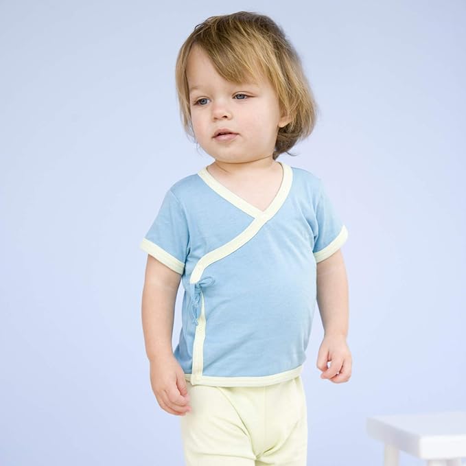 Babysoy Unisex Baby Short Sleeve Wrap Around Kimono Tee Shirt