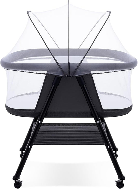Baby bassinets,3 in1 Baby Crib, Sturdy, Portable & Easy to Assemble,Mosquito net and Portable Bag Included. (Black)