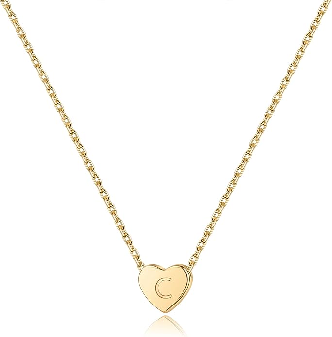 M MOOHAM Heart Initial Necklace Gifts for Girls Women - S925 Sterling Silver Tiny Letter Necklace Birthday Gift for Kids Teen Girl Jewelry