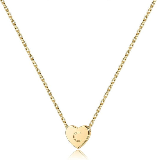 M MOOHAM Heart Initial Necklace Gifts for Girls Women - S925 Sterling Silver Tiny Letter Necklace Birthday Gift for Kids Teen Girl Jewelry