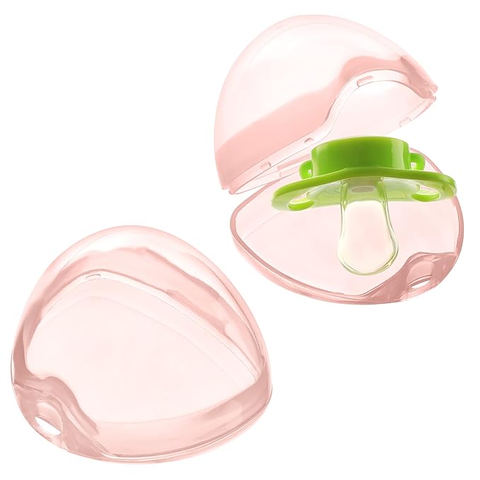 Accmor Pacifier Case, Pacifier Holder Case, Pacifier Container for Travel, BPA Free,Transparent Pink, 3 Pack