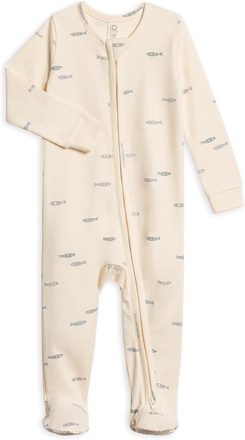 Colored Organics Baby Zip-Up Footed Sleeper with 2-Way Zipper - Newborn Organic Cotton Pajamas