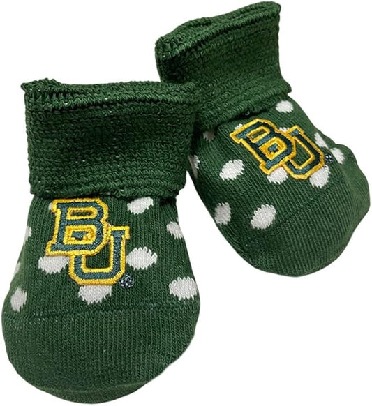 Two Feet Ahead Baby Socks – Soft, Cozy & Machine Washable Organic Cotton Stay-on Socks for Baby Girls and Boys - Made in USA (Polka)