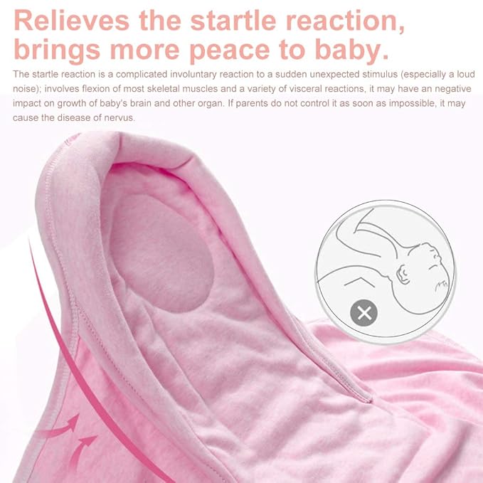 Organic Cotton Baby Swaddle Blankets, Baby Blanket Wrap for Newborn Baby Boys Girls, Skin Friendly Wearable Swaddling Sleep Sack Calms Startle Reflex (Button, Peachpink, 0-3 Months + 3-6 Months)