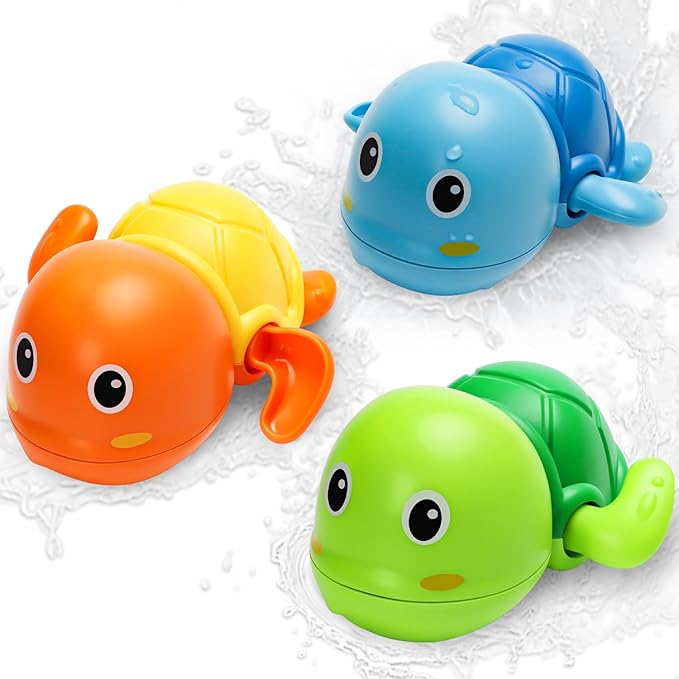 Bath Toys, Cute Swimming Turtle Baby Bath Toys for Toddler 1-3, Water Pool Floating Wind Up Toys for 1 Year Old Boy Girl Gifts, Infant Toddlers Kids Bathtub Toys, 3 Pack
