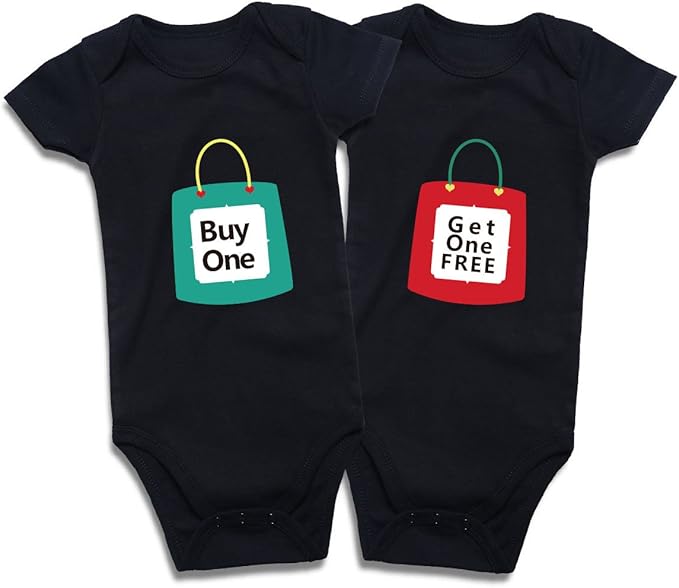 DEFAHN Funny Twins Baby Bodysuits Boys Girls Rompers 2 Pack Twin Matching Clothes Outfits for Newborn Infant