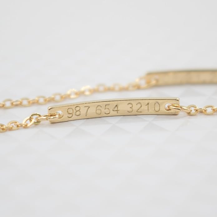 Baby Name Bar ID Bracelet Gold Plated Personalized Baby Gifts 16k Gold Dainty Hand Stamp Customized Newborn to Children First Birthday Great Gift