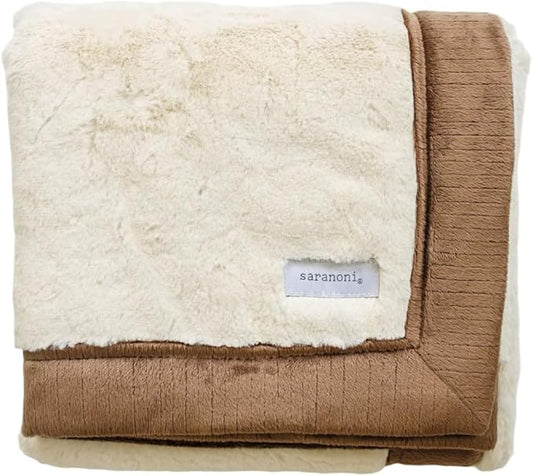 SARANONI Super Soft Boutique Quality Swirl Lush Luxury Baby Blanket (Ivory Swirl Gingersnap, Receiving 30" x 40”)