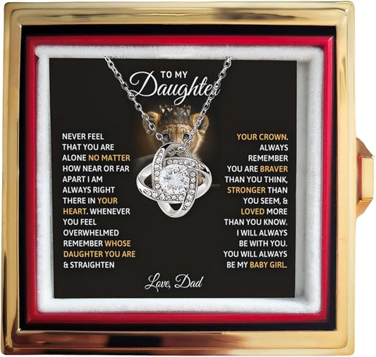 To My Beautiful Daughter Necklace from Mom & Dad | Cubic Zirconia Pendant with Heartfelt Message Card & Gift Box | Daughter Birthday, Graduation, Christmas Jewelry Gift from Parents