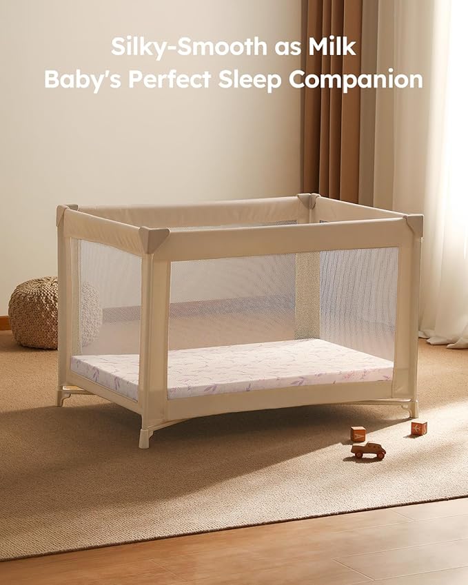 Pack and Play Sheets Fitted 3 Pack, Mini Crib Sheets for Pack N Play Mattress Stretchy Portable Playard Sheets, Soft Breathable Purple Leaf
