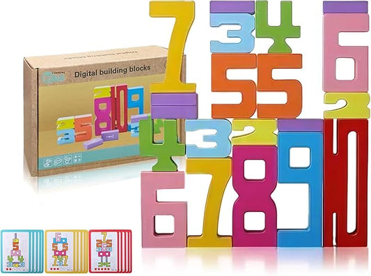 Montessori-Inspired Wooden Number Building Blocks-Wooden Number Blocks,1-10 Number Game Balance Competition Toys, Educational Gift for 3-8 Year OldBoys and Girls