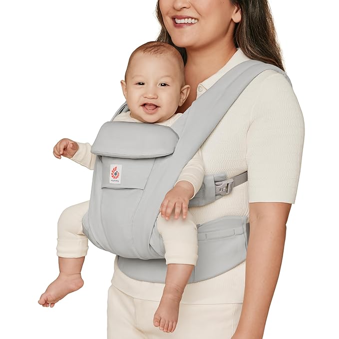 Ergobaby Omni Deluxe Baby Carrier Newborn to Toddler - Breathable Baby Carriers for Summer - All-Position Carrier with Enhanced Lumbar Support & Airflow (7-45 Pounds), Cotton, Pearl Grey