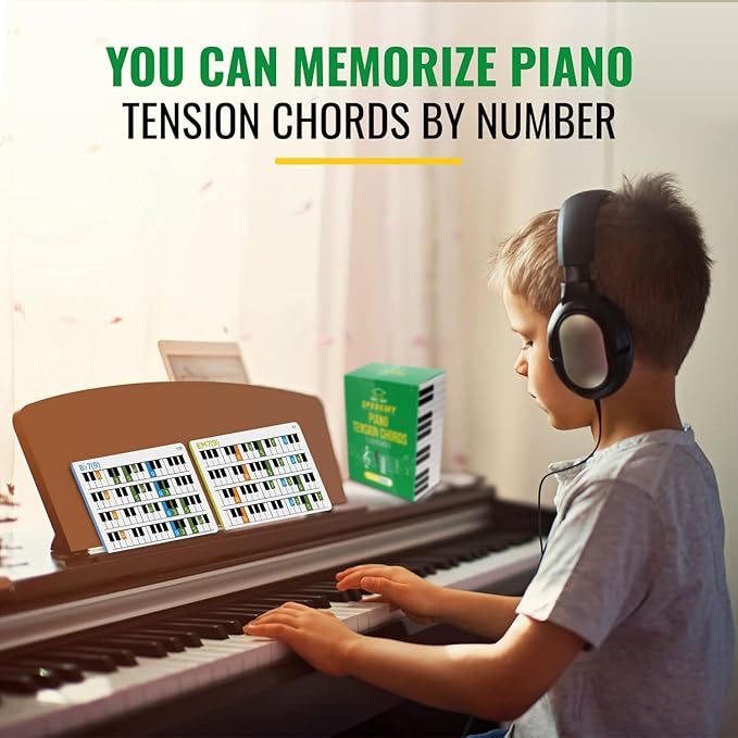 Spedemy Piano Tension Chord Flashcards in Gift Box - Color- Coded Flash Cards for 132 Chords - 11 Frequent Chords, 12 Keys - Fun Educational Flashcards for Piano, Music Learners