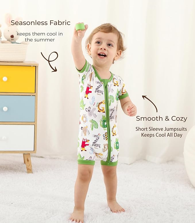 Baby Boy Romper Toddler Boys Short Sleeve Shorts Soft Jumpsuit Outfit Viscose Made from Bamboo