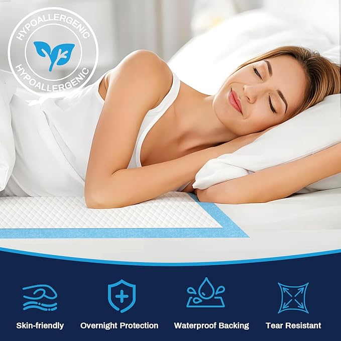 AAY Heavy Duty Disposable Bed Pads 36"X44" (20pcs) Tear-Resistant Cloth Backing Underpads Extra Large Super Absorbent Pee Pads Incontinence Waterproof Chucks Pads for Adults Elderly, Kids or Puppy