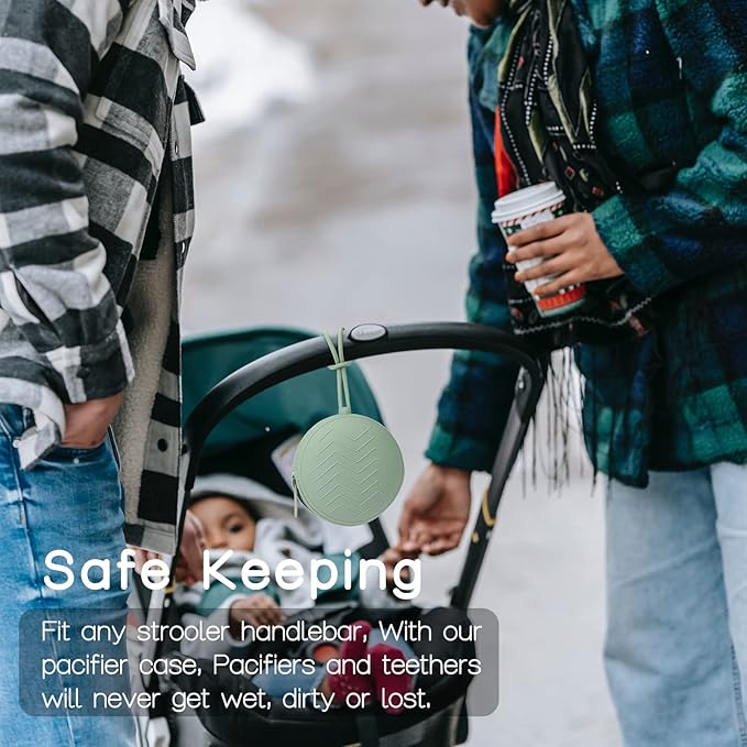 2 Pack Silicone Pacifier Holder Case, BPA Free Newborn Baby Pacifiers Silicone Pouch for Boys & Girls, Portable Silicone Pacifier Container Case (Muted, Apricot)