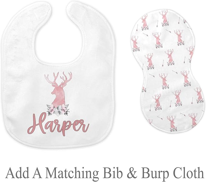 Girls Love A Monogram Personalized Baby Deer Blanket with Name-Custom Baby Hunting Blankets for Girls - Baby Blanket Personalized Baby Blankets for Girls