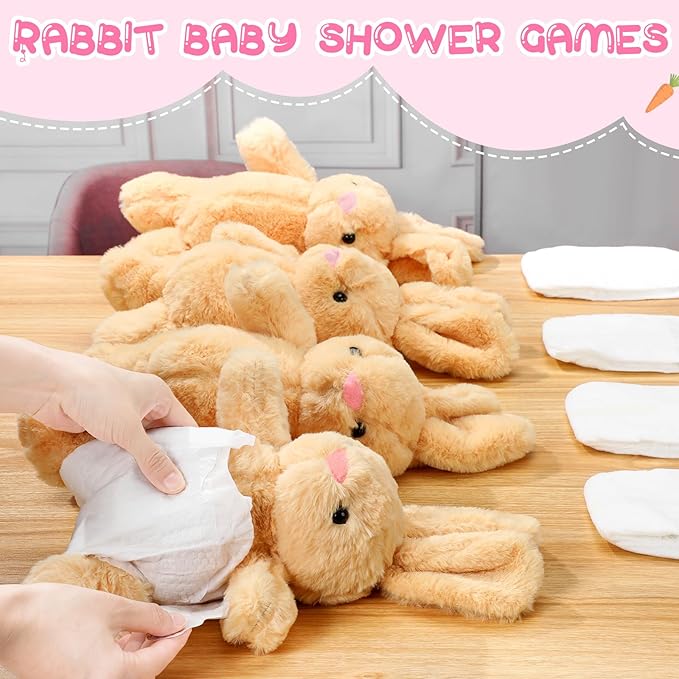 8 Sets Rabbit Blindfolded Diaper Changing Baby Shower Games Boys Girls Baby Dolls Diapers for Bridal Shower Gender Reveal Games Prizes Gifts for Adults