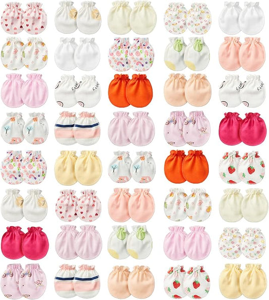 Geyoga 40 Pairs Newborn Baby Mittens No Scratch Mittens Soft Elastic Infant Baby Gloves for 0-6 Months