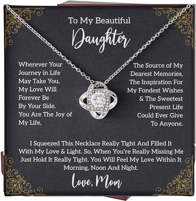 To My Daughter Gift Necklace From Dad or Mom - Badass Daughter Jewelry With Heartfelt Message & Elegant Box