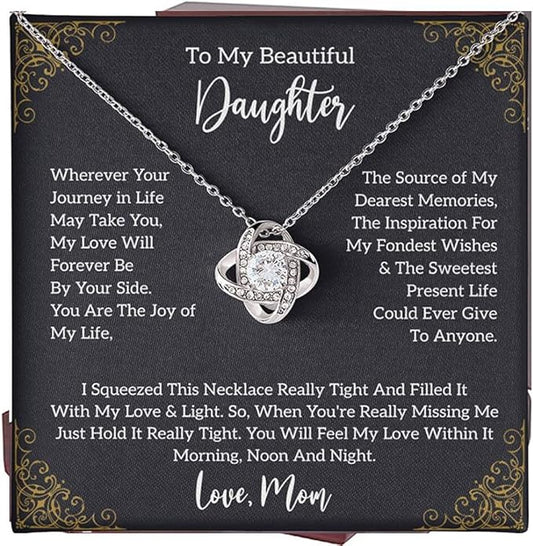 To My Daughter Gift Necklace From Dad or Mom - Badass Daughter Jewelry With Heartfelt Message & Elegant Box
