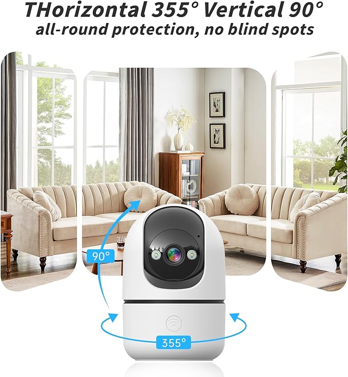 Indoor Camera 5G&2.4G WiFi Cameras for Home Security Instant 911 Alert, 360° Pan/Tilt Baby Monitor/Dog/Pet Camera AI Motion Detection Night Vision, Speaker, US Cloud Storage (1Pack)