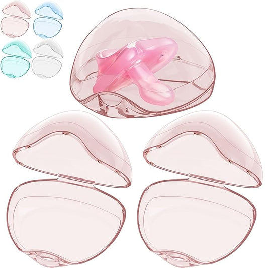 Smlpuame Pacifier Case,3 Pack BPA Free Pacifier Holder Case,Transparent Container Box for Baby Binky（Not Included),Essential Pacifier Accessories,Alway Keep Paci Clean,Easy to Clean(Pink)