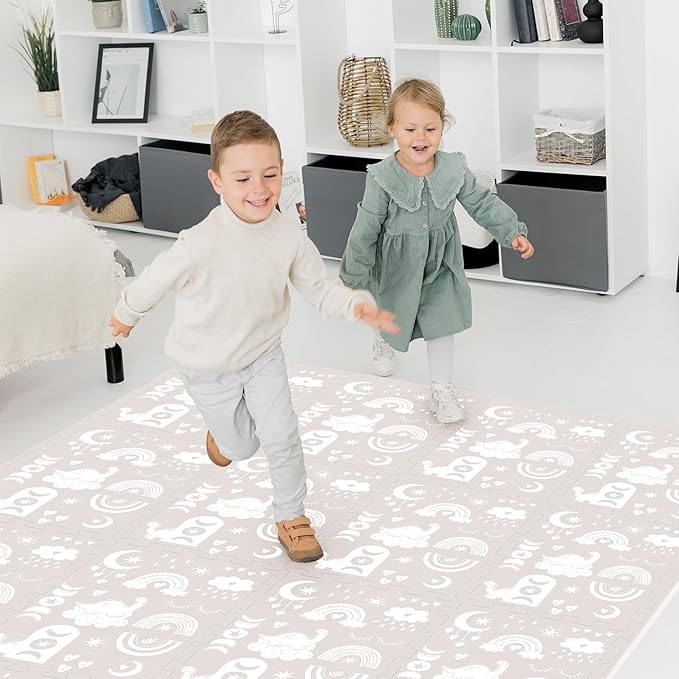 Premium Soft Foam Play Mat for Baby, 5.6 x 4 ft, Easy to Clean - The Perfect Modern Foam Playmat Fits Nicely with Your Kids Playroom Or Home Decor 0.5" Thickness (RainBoho)