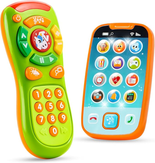 JOYIN Baby Toy Phone, Remote and Smartphone with Music, Fun Learning Musical Toys for Babies, Kids, Boys or Girls, Holiday Stocking Stuffers, Birthday Gifts, Easter Basket Stuffers