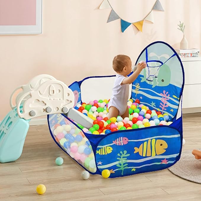 Kids Ball Pit, Pop Up Children Play Tent, Toddler Ball Pool Baby Crawl Playpen with Basketball Hoop, Portable Toys for Girls Boys, 4 ft / 120 cm, Balls Not Included, Ocean