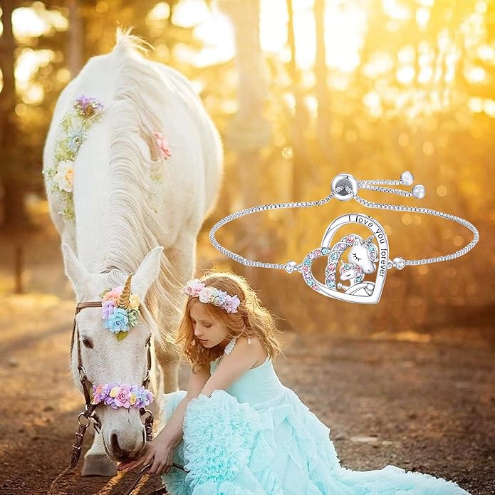 M&Ostyle I Love You Forever Jewelry Set for Girls Necklace and bracelet Crystal Heart Pendant Necklaces Gifts For Girls Daughter Granddaughter Niece Birthday Christmas