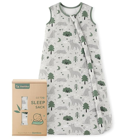 Yoofoss Rayon Made from Bamboo Baby Sleep Sack 18-24 Months 1.0 Tog Baby Wearable Blanket, Super Soft Infant Toddler Sleeping Sack 2-Way Zipper