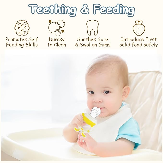 WAJIAYON Baby Teething Toys for Babies 3-6 Months Set of 12,Baby Toys 6 to 12 Months,2 InfantFruit Feeders for Babies Teether Relief Soothing Sore Gums Chew Infant Toys, Freezer BPA Free