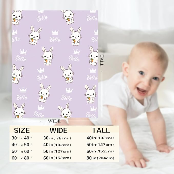 Personalized Easter Baby Blanket With Names & Cute Animals - Customized Baskets for Boys, Girls & Kids - Newborn Soft