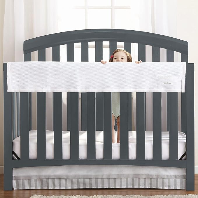 BreathableBaby Breathable Mesh RailGuard Teething Cover — White — 51” Long Panel (1) — Fits Most Full-Size and Does Not Fit Mini Cribs — Use with Coordinating Short Panels - Ecru