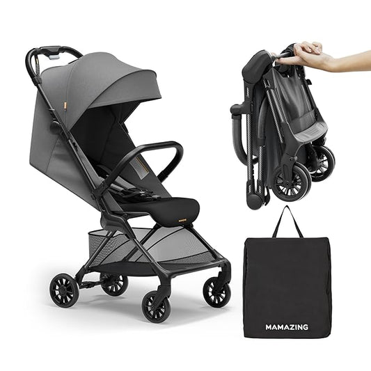 Lightweight Baby Strollers for Airplane, Ultra-Compact Travel Stroller, Light & Strong Portable Toddler Stroller with Carbon Fiber Frame and UPF 50+ Waterproof Canopy, Only 9.9 lbs, Black