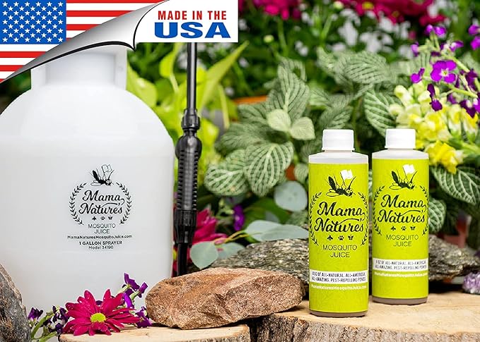 Mama Nature's Mosquito Juice - All Natural, Non-Toxic Mosquito & Tick Spray for Yard - DEET-Free Organic Outdoor Repellent for Lawn, Patio, Garden & Backyard - Safe for Kids, Pets & Plants | Single