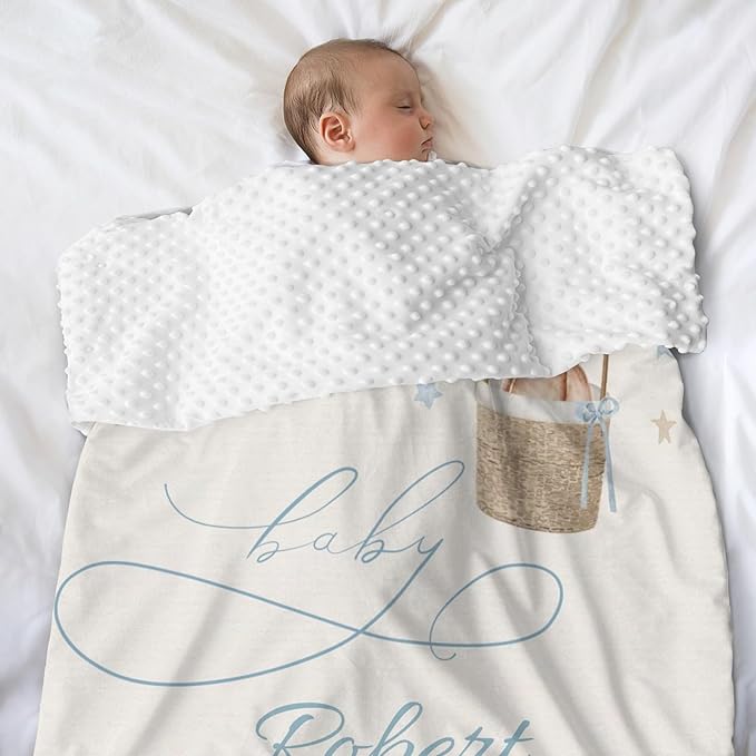 Personalized Baby Blanket for Boys Girls Bear Custom Baby Blankets with Name Dotted Backing Customized Gifts for New Mom Customize Baby Blanket for Kids Newborn Birthday
